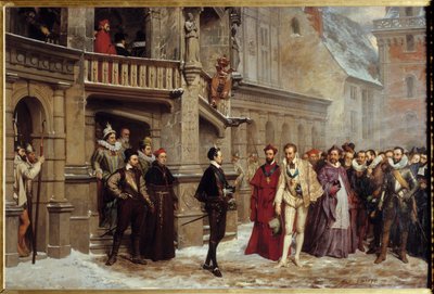 フランス王アンリ3世（1551年～1589年）とギーズ公アンリ1世（ロレーヌ）との「バラフレ」と呼ばれる会合 作： Pierre Charles Comte