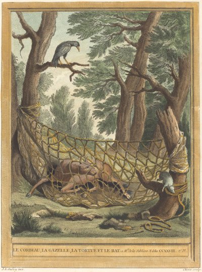 カラス、ガゼル、カメ、ネズミ 作： Pierre Chenu after Jean Baptiste Oudry