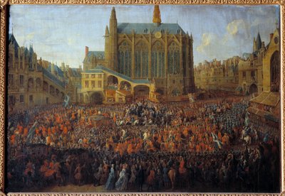 ルイ14世の遺言を破る正義の床の後、パリ議会の大会議室で行われたルイ15世の出発 作： Pierre Denis Martin