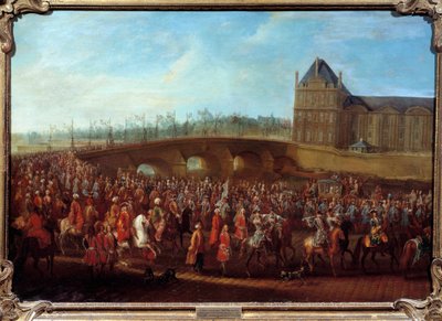 1721年3月21日、ルイ15世の謁見を終えたトルコ大使メフメト・エフェンディの崇高な門からの退出 ピエール・ドニ・マルタン（1663-1742）による絵画 作： Pierre Denis Martin