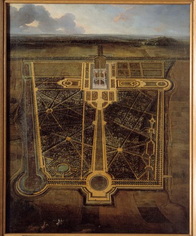 城と公園の透視図 ラ・フランセーズ ピエール・ドニ・マルタン（1663-1742）の絵画 1711年 ルーアン、ボザール美術館 作： Pierre Denis Martin