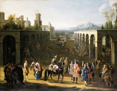 1693年6月19日、モロッコのスルタンムーレイイスマエルによるフランスのルイ14世大使、フランソワピドゥードサンオロンの歓迎 作： Pierre Denis Martin