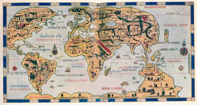 ドーファンの世界地図、1546 年、1912 年 作： Pierre Desceliers