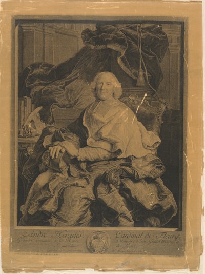 アンドレ・ヘラクレス、フルーリー枢機卿 作： Pierre Drevet, after Hyacinthe Rigaud