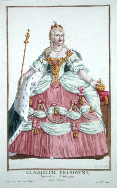 エリザベス・ペトロフナ（1709-62）ロシア皇后（1741-62）1780年出版の「Receuil des Estampes, representant les Rangs and les Dignites, suivant le Costume de toutes les Nation