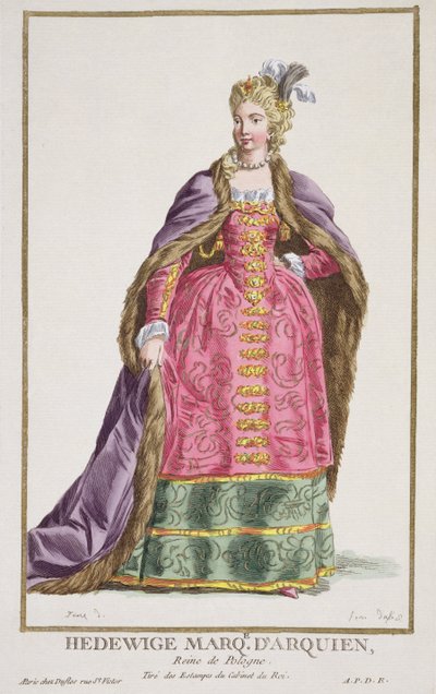Hedwige、Marquise d&39;Arquien、ポーランドの女王「Receuil des Estampes、Represents Ranks and Dignites、Following the All Costing of All Existing Nations」、1780年発行 作： Pierre Duflos