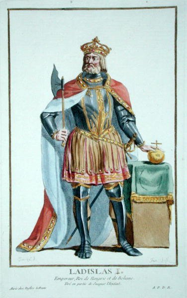 ラディスワフ1世（1040-95）ボヘミア王 1780年に出版された「Receuil des Estampes, representant les Rangs and les Dignites, suivant le Costume de toutes of the Nationes Existantes」より（手彩色の彫刻版） 作： Pierre Duflos