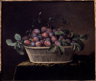 ピエール・デュピュイによるプラム絵画のバスケット 作： Pierre Dupuis