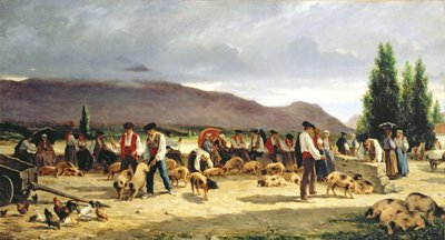 豚市場、1875 作： Pierre Edmond Alexandre Hedouin