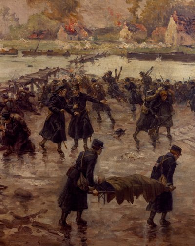 1914 年 10 月、イーサー川に沿って戦う、ナイマルク エ バルエ作、詳細 作： Pierre Ernest and Neymark Gustave Ballue
