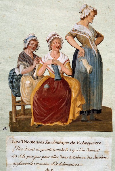 フランス革命。ジャコバン・ニッターやロベスピエール。彼女たちにジャコバンクラブに行くためのお金を渡していました。ピエール・エティエンヌ・レスール（1791〜1810年頃活躍）のグワッシュ画 作： Pierre Etienne Lesueur