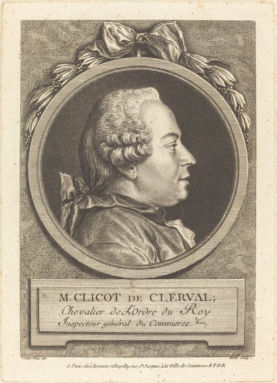 クリコ・ド・クレルヴァル氏 作： Pierre Etienne Moitte after Charles Nicolas Cochin II