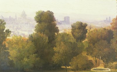 ベルヴィルの高原から見たパリ、1830年頃 作： Pierre Etienne Theodore Rousseau