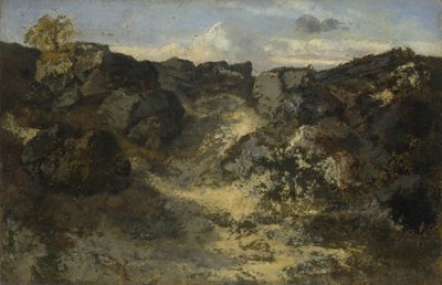 岩の多い風景、c。 1840 作： Pierre Etienne Theodore Rousseau