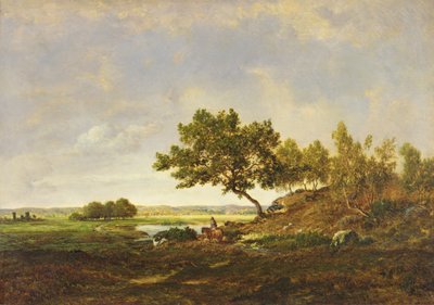 丘のふもとの池、c.1848-55（木の上の油） 作： Pierre Etienne Theodore Rousseau