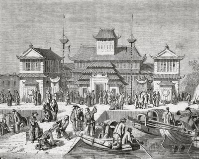 陶磁器, 上海, 上海, 税関, 家, 彫版 作： Pierre Eugene Grandsire