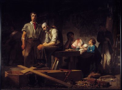 1848年の革命：「「1848年2月の暴動後の最初の作品」」 1848年2月の日に亡くなった犠牲者の家族の悲しみ。 2,7x3,66 m マルセイユ、美術館。 作： Pierre Eugène Lacoste