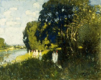 セーヌ川岸の美しい日曜日。 セーヌ川沿いの美しい日曜日 作： Pierre Eugene Montezin