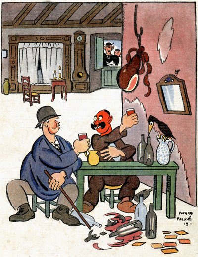 田舎のアルコール中毒者、1922年頃（イラスト） 作： Pierre Falke