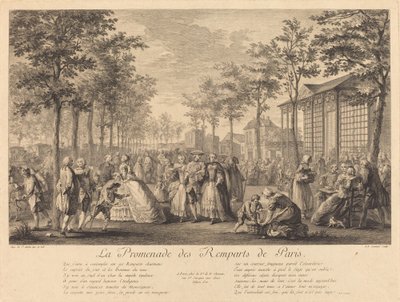パリの城壁沿いの散歩 作： Pierre Francois Courtois after Augustin de Saint Aubin