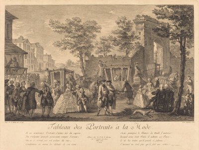 ファッショナブルな肖像画のテーブル 作： Pierre Francois Courtois after Augustin de Saint Aubin