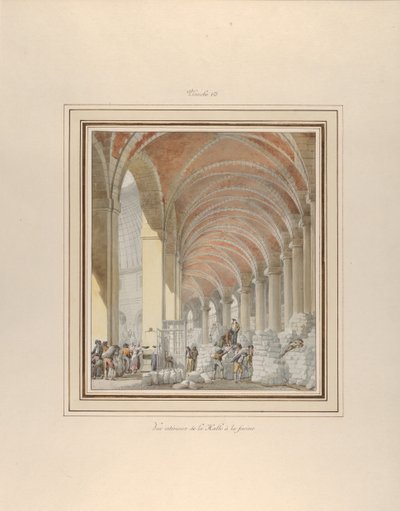 Halle aux Blés、内部ビュー、カリフォルニア州。 1810年。 作： Pierre Francois Leonard Fontaine