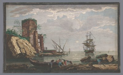 月光によるトゥーロン市近郊の海岸の眺め Vüe des Environments de Toulon (オブジェクトのタイトル) 作： Pierre François Basan