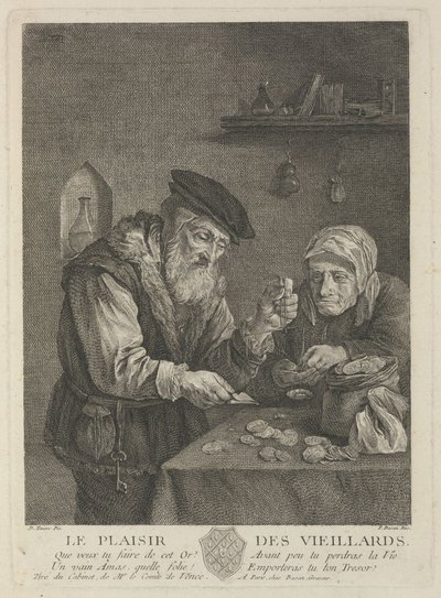 18世紀半ばのデビッドテニアスの子供たちによる絵画の後の古い時代の快楽。 作： Pierre François Basan