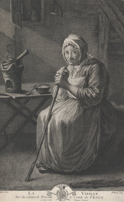 ヴァンス伯爵のオフィスからの老婆、1782-97。 作： Pierre François Basan