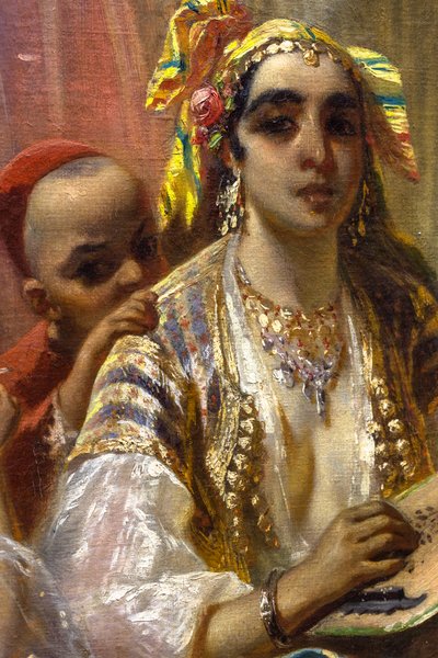 アルジェの女たち、中庭のインテリア 作： Pierre François Eugène (after) Giraud