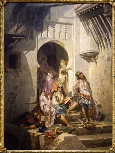 アルジェの女たち、中庭のインテリア 作： Pierre François Eugène (after) Giraud