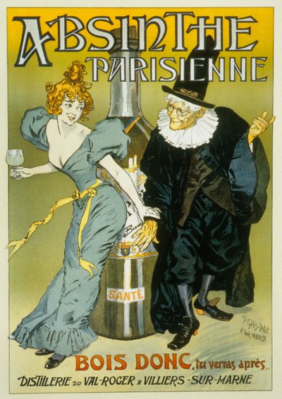 ピエール・アンリ・ジェリス・ディドとルイ・マルテストによる「アブサン・パリジェンヌ」のフランスの広告 c. 1900年（ポスター） 作： Pierre Gelis Didot