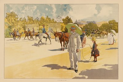 パリ、ブローニュの森の門にて（カラーリトグラフ） 作： Pierre Georges Jeanniot