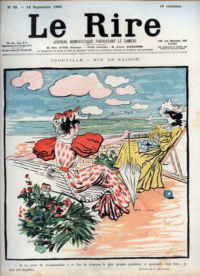 ピエール・ジョルジュ・ジャニオット（1848-1934）が9月14日付の「Le Lire」紙に描いた「トルーヴィルの最終日」。 作： Pierre Georges Jeanniot