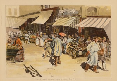 パリ、フォーブル・サン・ドニ通りの4つのセゾンの行進（カラーリトグラフ） 作： Pierre Georges Jeanniot