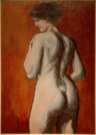 赤い背景の上の女性のヌード 作： Pierre Paul Girieud