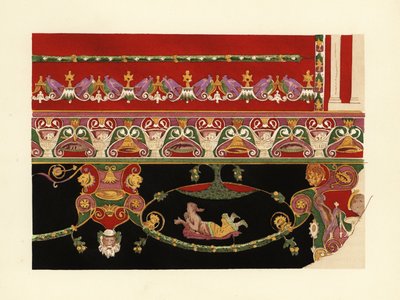 ヘルクラネウムの壁画に描かれた装飾モチーフ、第3次ポンペイ様式 作： Pierre Gusman