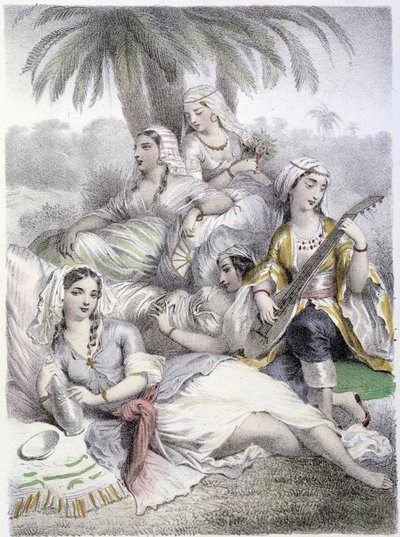 Les Houris - "Les Femmes mythologiques "の中で、G. Staalが描いた、MeryとCte Foelixによる、Ed.G. de Gouet 作： Pierre Gustave Eugene Staal