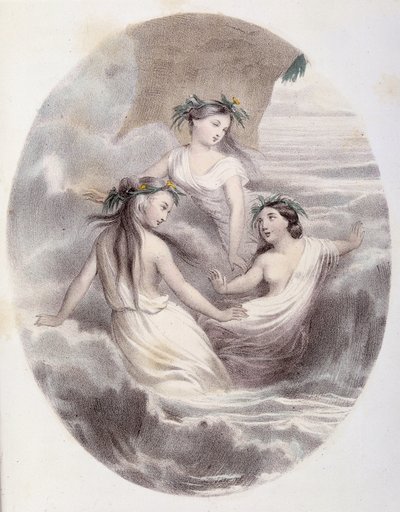 Les Ondines - "Les Femmes mythologiques "の中で、G.Staalが描いたMeryとCte Foelixの絵、Ed.G. de Gouet 作： Pierre Gustave Eugene Staal
