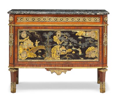 ルイ16世時代のコモード（大理石、オルモルーのマウントされたフルーツウッドとラッカー）（3479845も参照 作： Pierre Harry Mewesen
