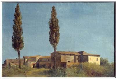 ファルネーゼ荘で、2本のポプラ。ピエール・アンリ・ド・ヴァランシエンヌ（1750-1819）の絵画 作： Pierre Henri de Valenciennes