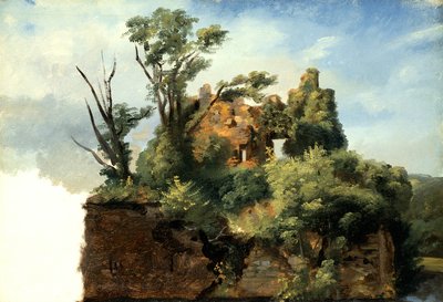 廃墟のある風景、1782〜5年（キャンバスに紙に油彩） 作： Pierre Henri de Valenciennes