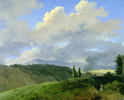 人物のいる山間部の風景（油彩・キャンバス 作： Pierre Henri de Valenciennes