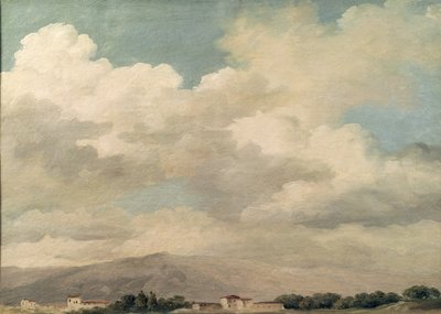 クイリナルでの空の研究（カードにマウントされた紙に油彩） 作： Pierre Henri de Valenciennes