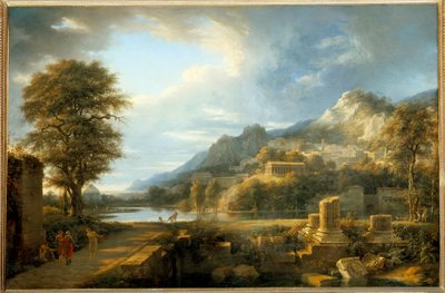 シチリア島の古代都市アグリジェント ピエール・ド・ヴァランシエンヌ（1750-1819）による絵画 19世紀 太陽。1,1x1,64 m 。 作： Pierre Henri de Valenciennes