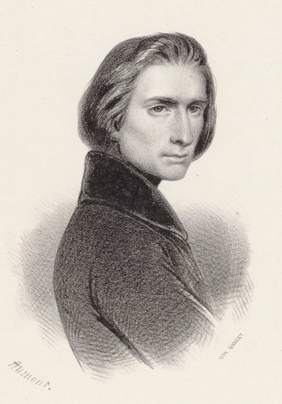 作曲家フランツ・リストの肖像 1811-1886. 作： Pierre Hippolyte Aumont