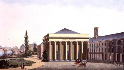 リエージュ大学の宮殿、ピエール・ジャック・ゲッヘッビュール作「Choix des Monuments, Edifices et Maisons les plus remarquables du Royaume des Pays-Bas」より、J.N.シェブロンが彫刻、1827年発行（アクアチント）。 作： Pierre Jacques (after) Goetghebuer