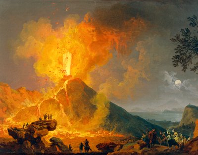 ピエール＝ジャック・ヴォレール（1729-1792）作「ヴェスヴィオ火山の噴火」、油彩・キャンバス、52x79cm。詳細 作： Pierre Jacques Volaire