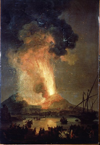 ベスビオ火山の噴火。 Pierre-Jacques (Pierre Jacques) Volaire (The Volaire Knight) による絵画 (1729-1802) キャンバスに油彩、242 x 163 cm 作： Pierre Jacques Volaire