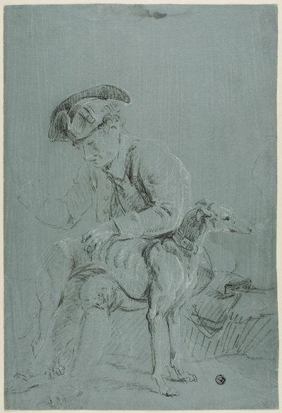 座る男と犬 作： Pierre Jacques Volaire